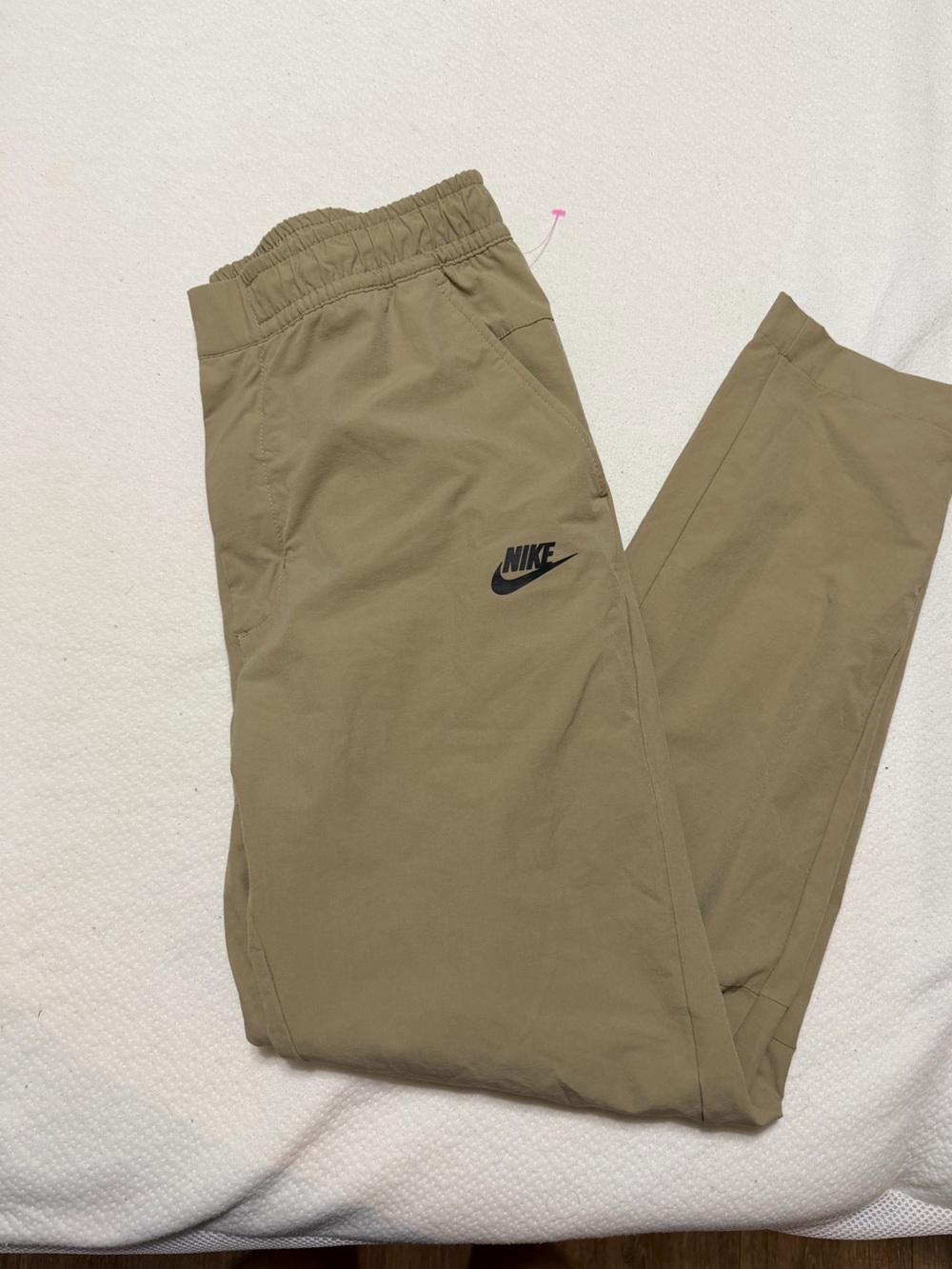 Nike Men's Tan Jogger Pants with Black Logo